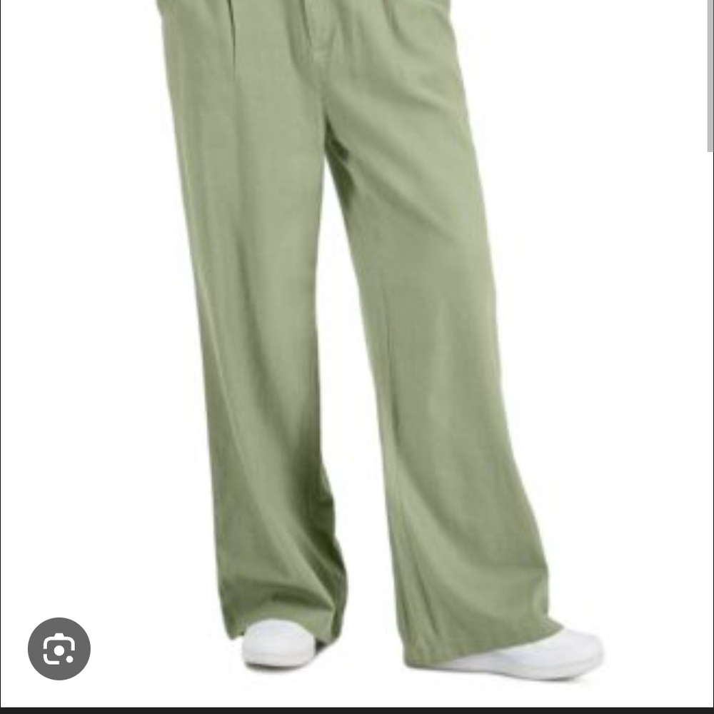 Rewash Grey Linen Wide-Leg Pants